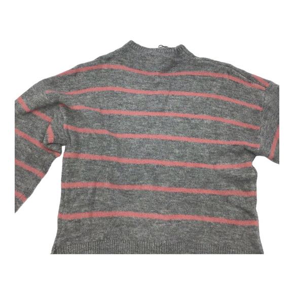 WAYF Womens Large Sweater Gray Pink Stripe Mock Neck Tie Waist Nordstrom NWT - Picture 6 of 11